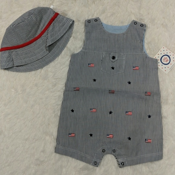 Little Me Other - Little Me 2 Pc Americana Romper & Hat Set